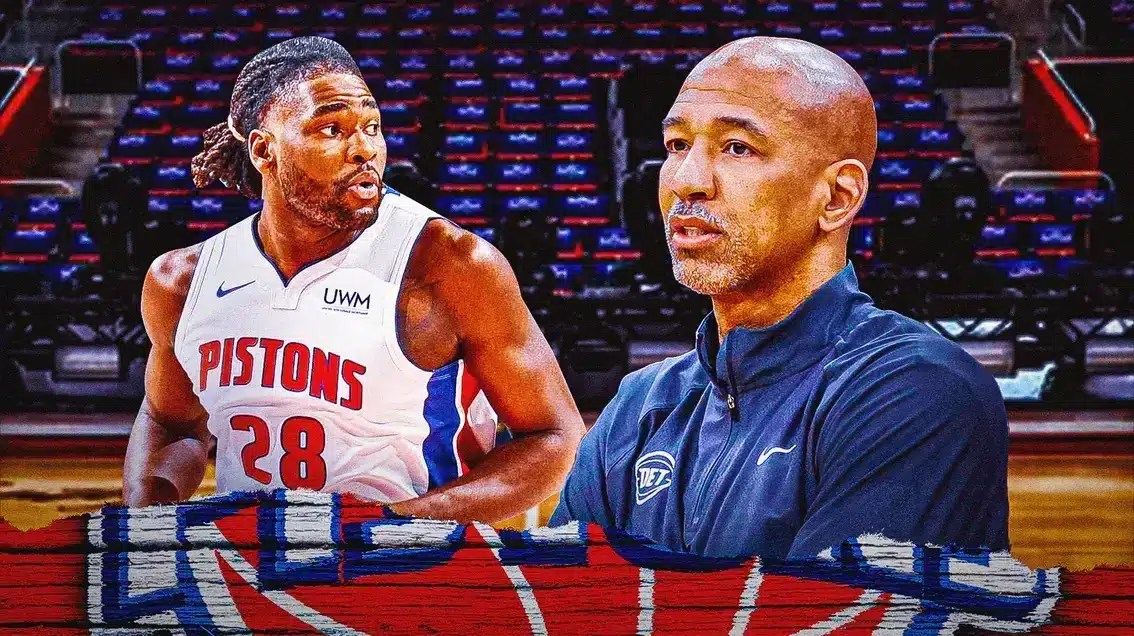 Pistons coach Monty Williams and Isaiah Stewart