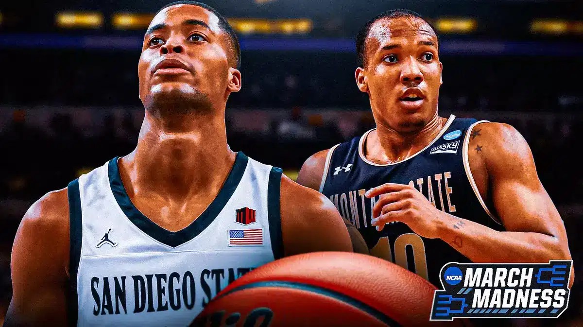 Week 10 NCAA Tournament Bracketology projections, featuring San Diego State’s Jaedon Ledee and Utah State’s Darius Brown II