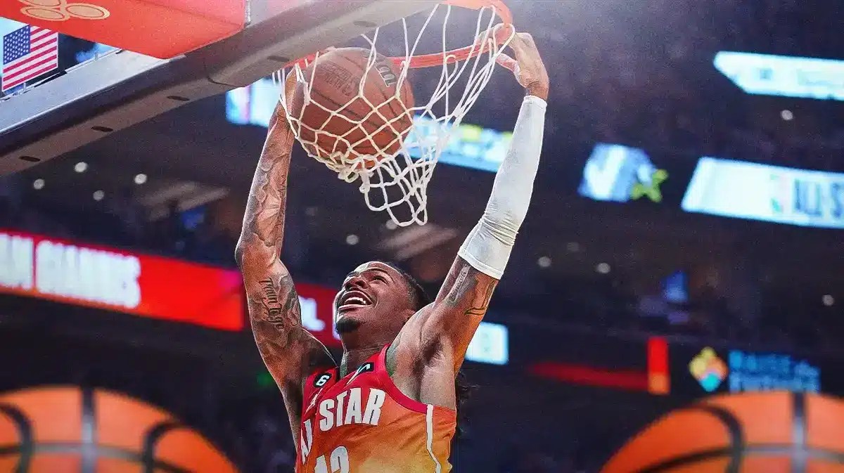 Ja Morant dunking at the All-Star Game.