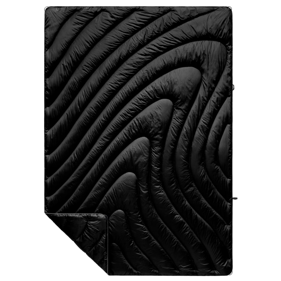 Rumpl Original Puffy Recycled Blanket - Black colored on a white background.