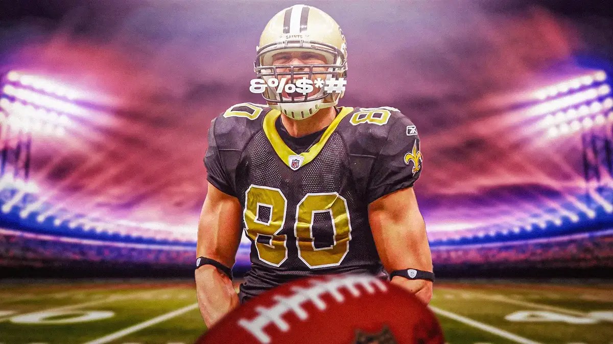 Jimmy Graham (Saints) with NSFW (ex: &%$*#) symbols over his mouth