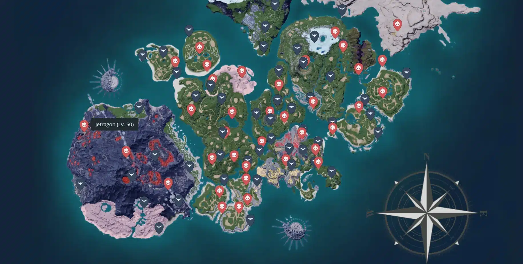 Jetragon Legendary Pal Location via Palworld Interactive Map