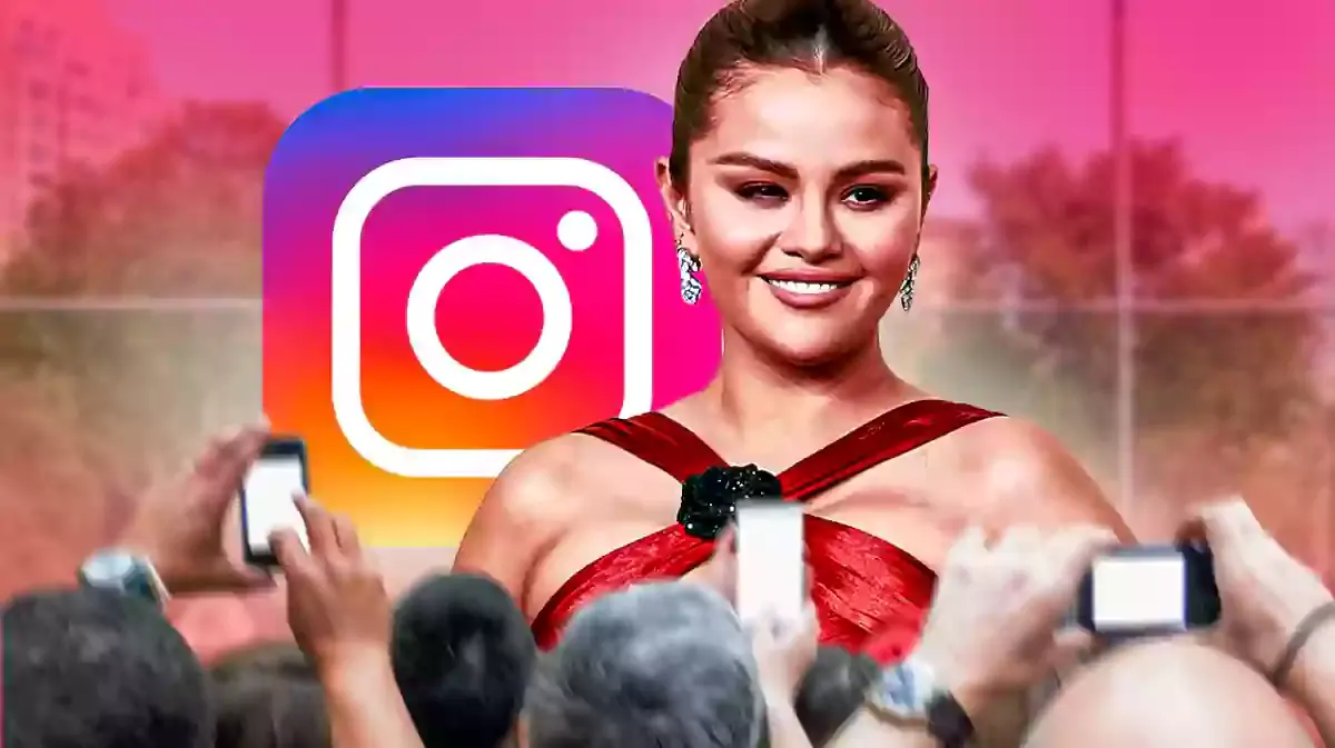 Selena Gomez with Instagram logo