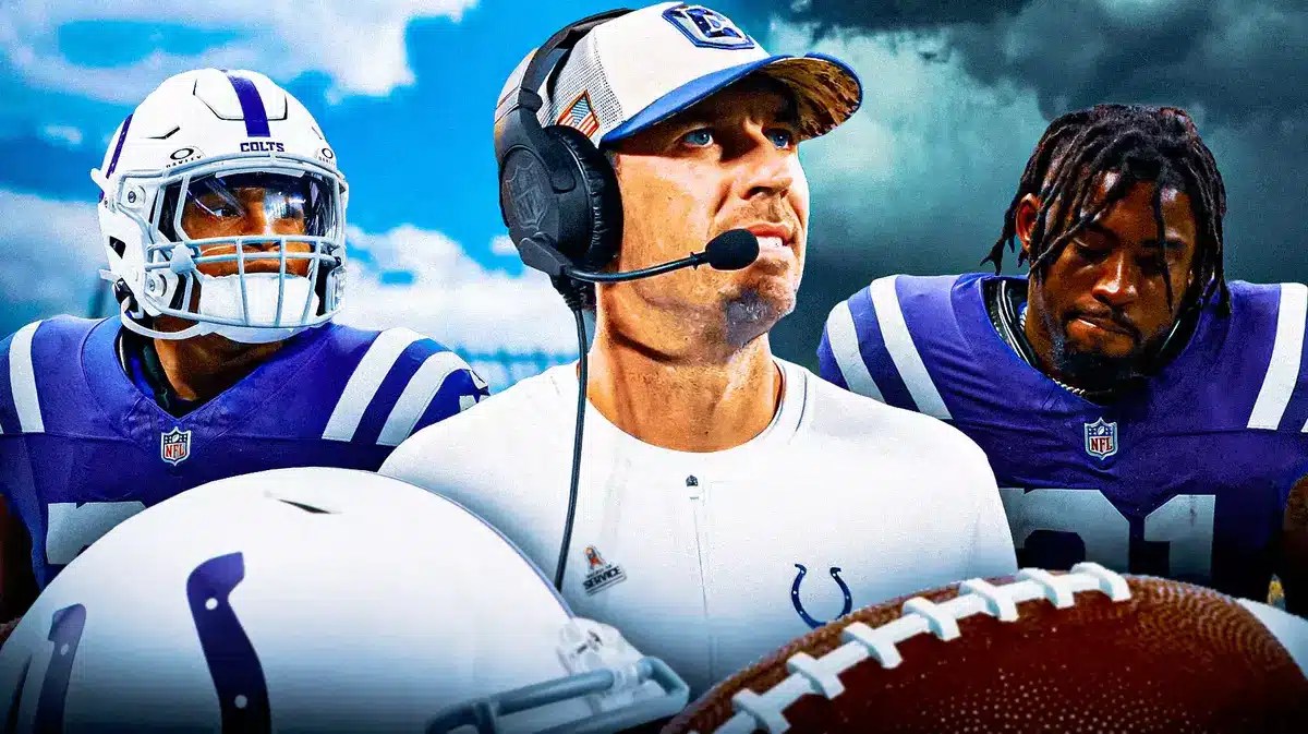 Colts coach Shane Steichen, Jonathan Taylor and Tyler Goodson