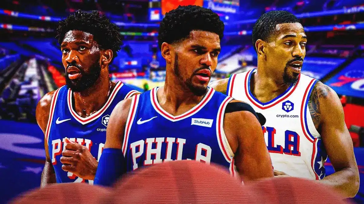 Sixers' Joel Embiid, Tobias Harris and De'Anthony Melton