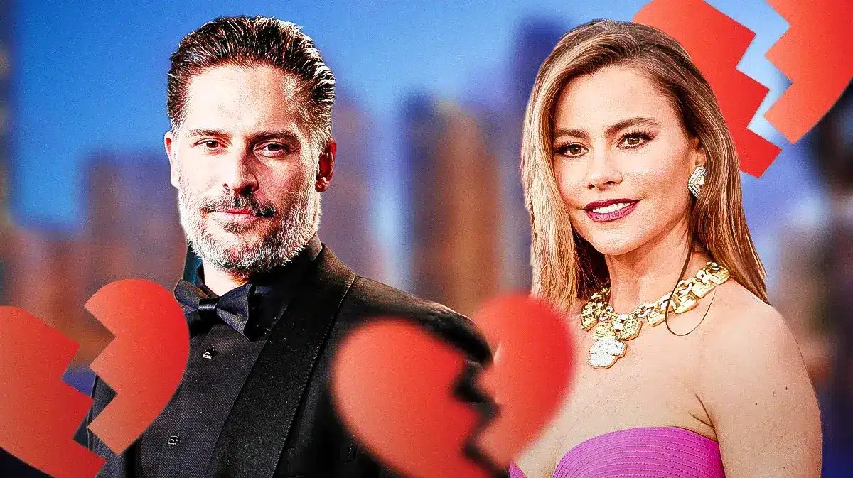 Sofia Vergara and Joe Manganiello with broken hearts around them