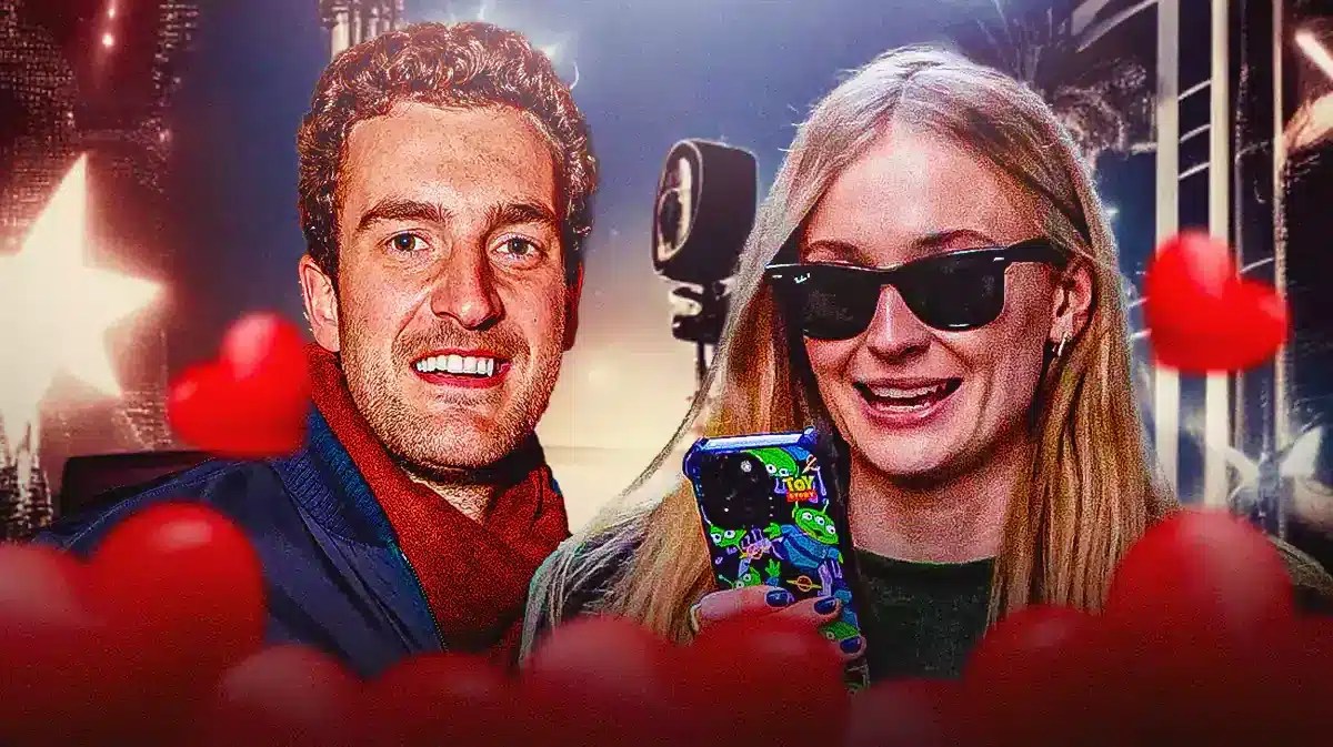 Sophie Turner and Peregrine Pearson with hearts