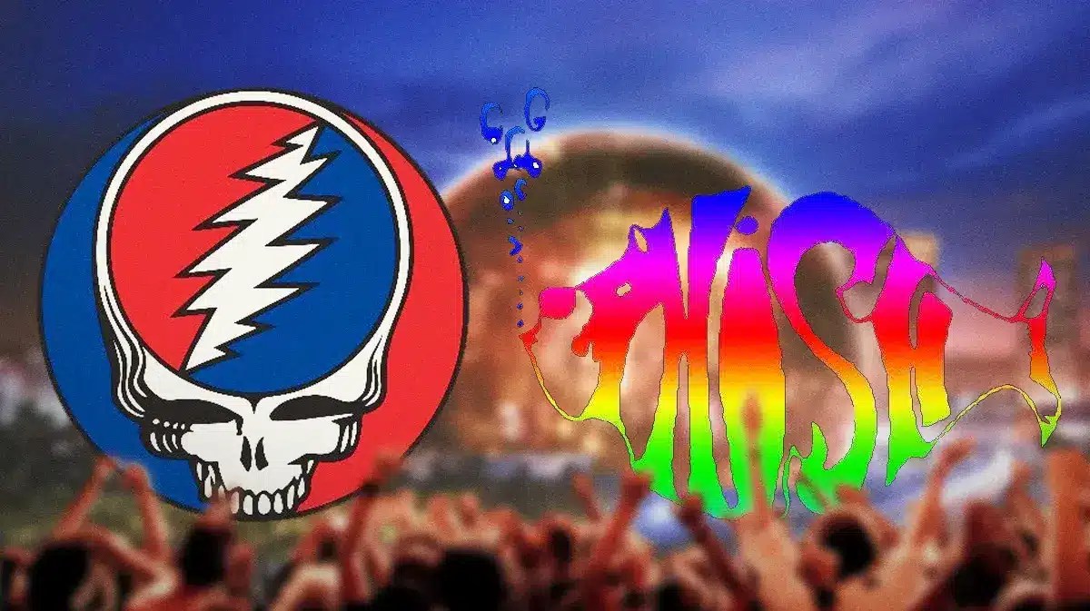 Dead and Company logo next to Phish logo and MSG Sphere where U2 is playing.