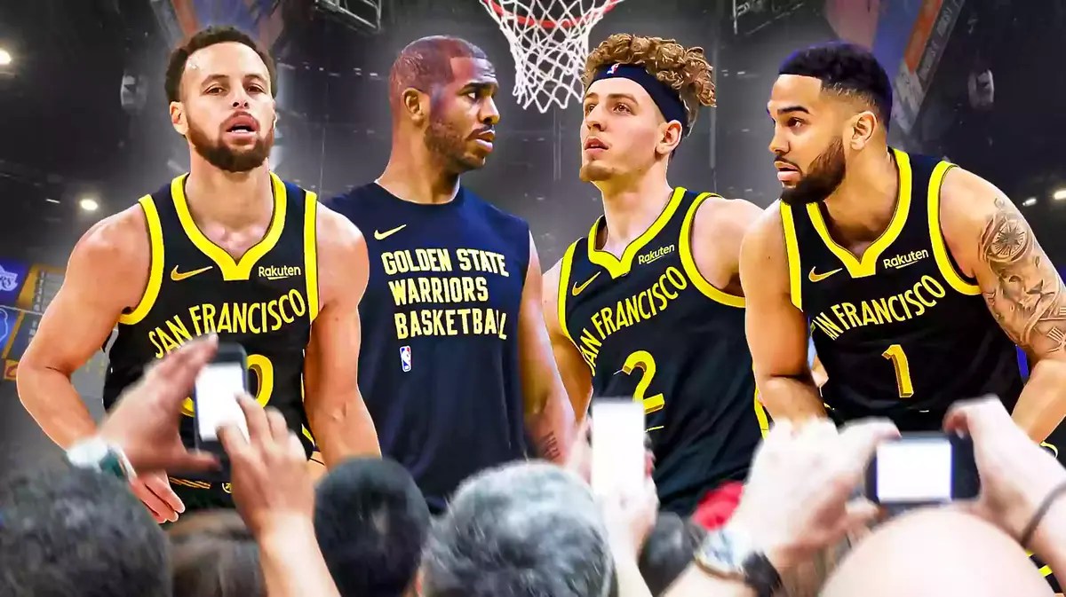 Warriors' Stephen Curry, Chris Paul, Brandin Podziemski, Cory Joseph