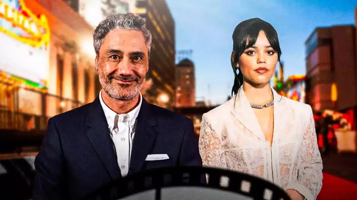 Taika Waititi and Jenna Ortega.