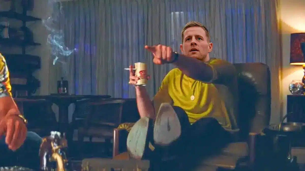 JJ Watt (former Texans star) as the Leo pointing meme