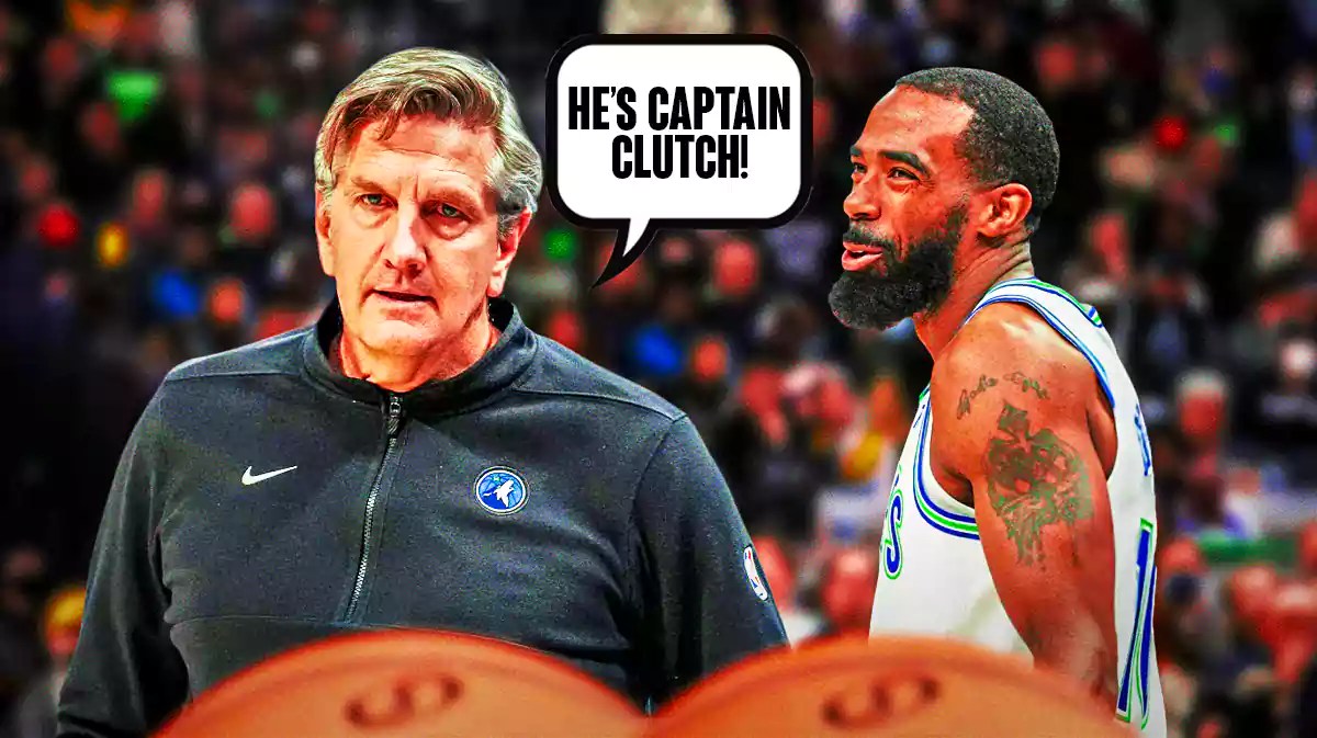 Timberwolves coach Chris Finch saying "He's Captain Clutch" to Mike Conley