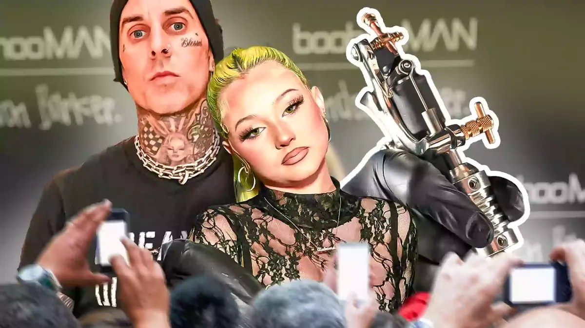 Travis Barker, Alabama Barker and a tattoo gun