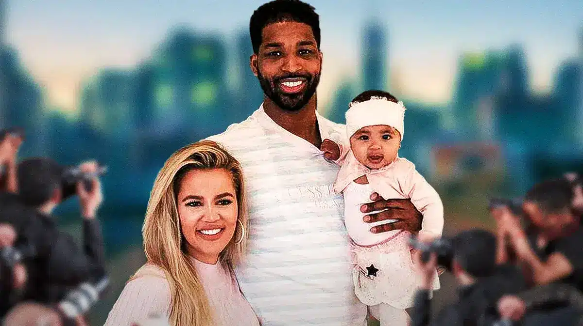 Tristan Thompson with Khloe Kardashian and their daughter True.