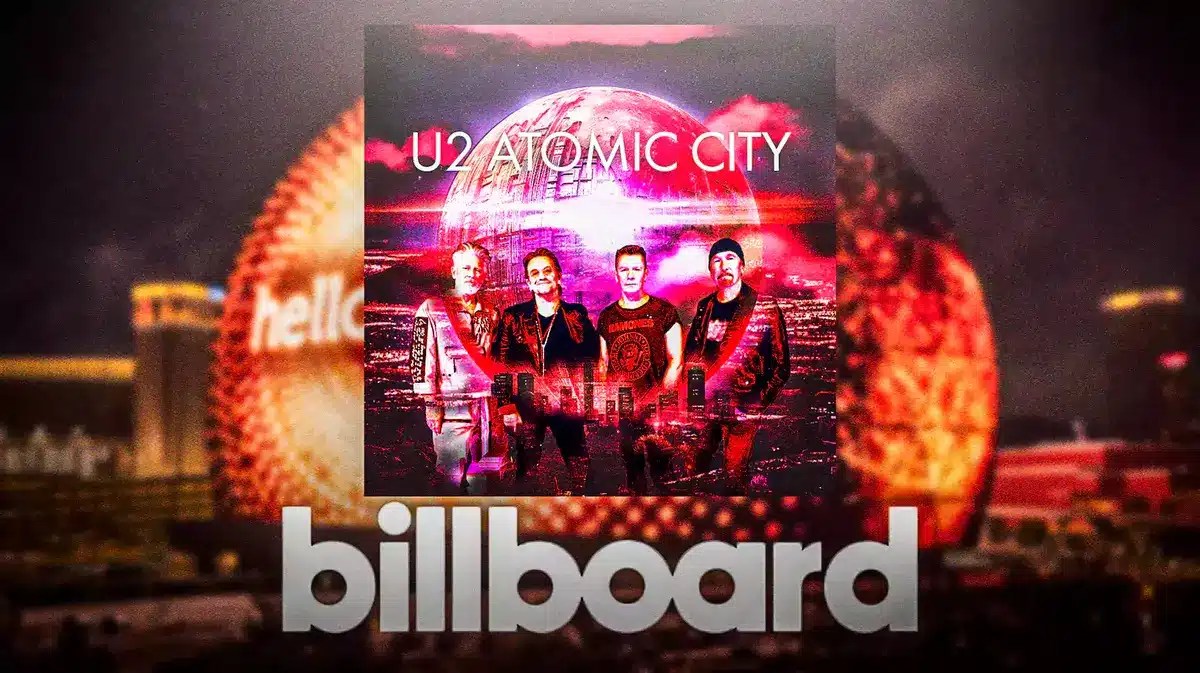 U2 Atomic City cover with Sphere background and Billboard logo.