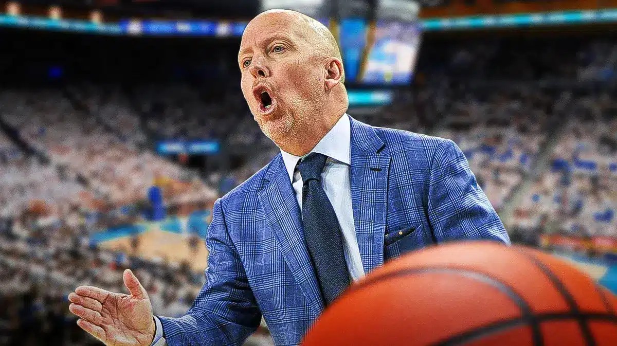 UCLA basketball, Bruins, Mick Cronin UCLA, Mick Cronin, UCLA Arizona, Mick Cronin with UCLA basketball arena in the background