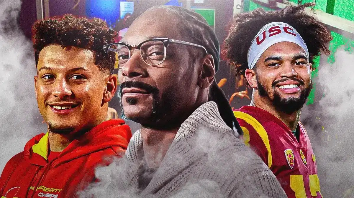 Snoop Dogg with Chiefs QB Patrick Mahomes and USC QB Caleb Williams