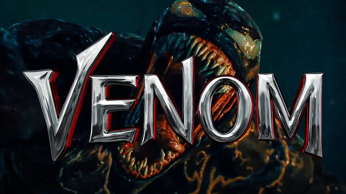 Venom logo with Tom Hardy as Venom in the background.