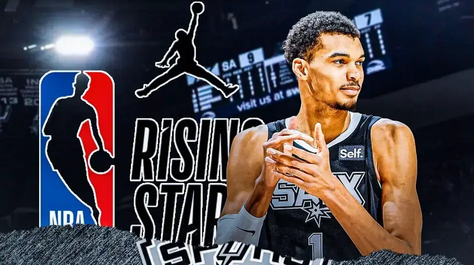 Victor Wembanyama with NBA Rising Stars logo