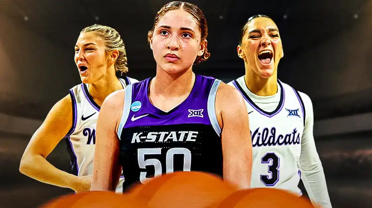 Kansas State women’s basketball players Ayoka Lee, Gabby Gregory and Jaelyn Glenn