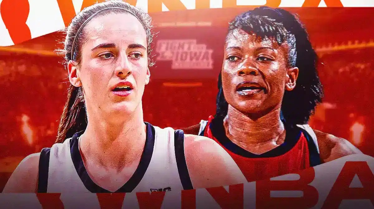 Iowa women’s basketball player Caitlin Clark and former WNBA player Sheryl Swoopes