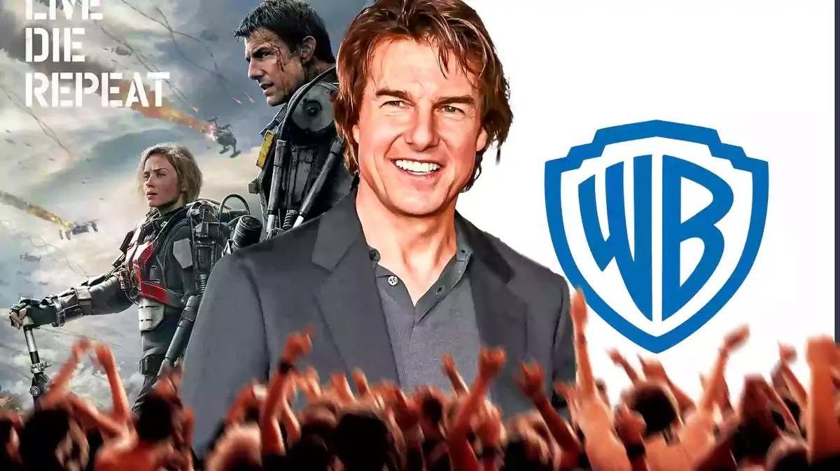 Edge of Tomorrow poster and Warner Bros logo with Tom Cruise.