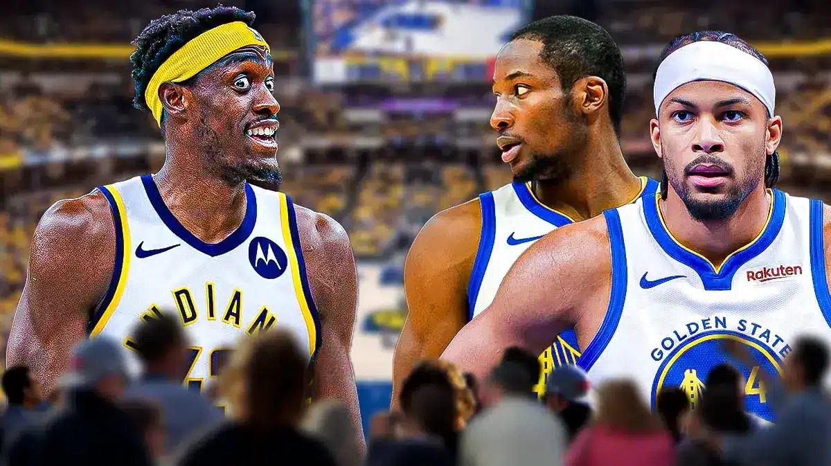 Pacers' Pascal Siakam and Warriors' Jonathan Kuminga and Moses Moody