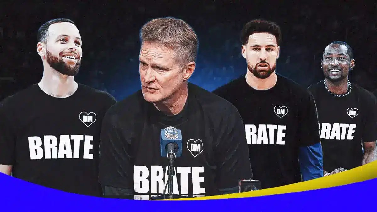 Warriors' Stephen Curry, Steve Kerr, Klay Thompson and Jonathan Kuminga