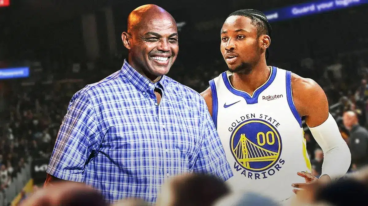 Charles Barkley next to Golden State Warriors forward Jonathan Kuminga