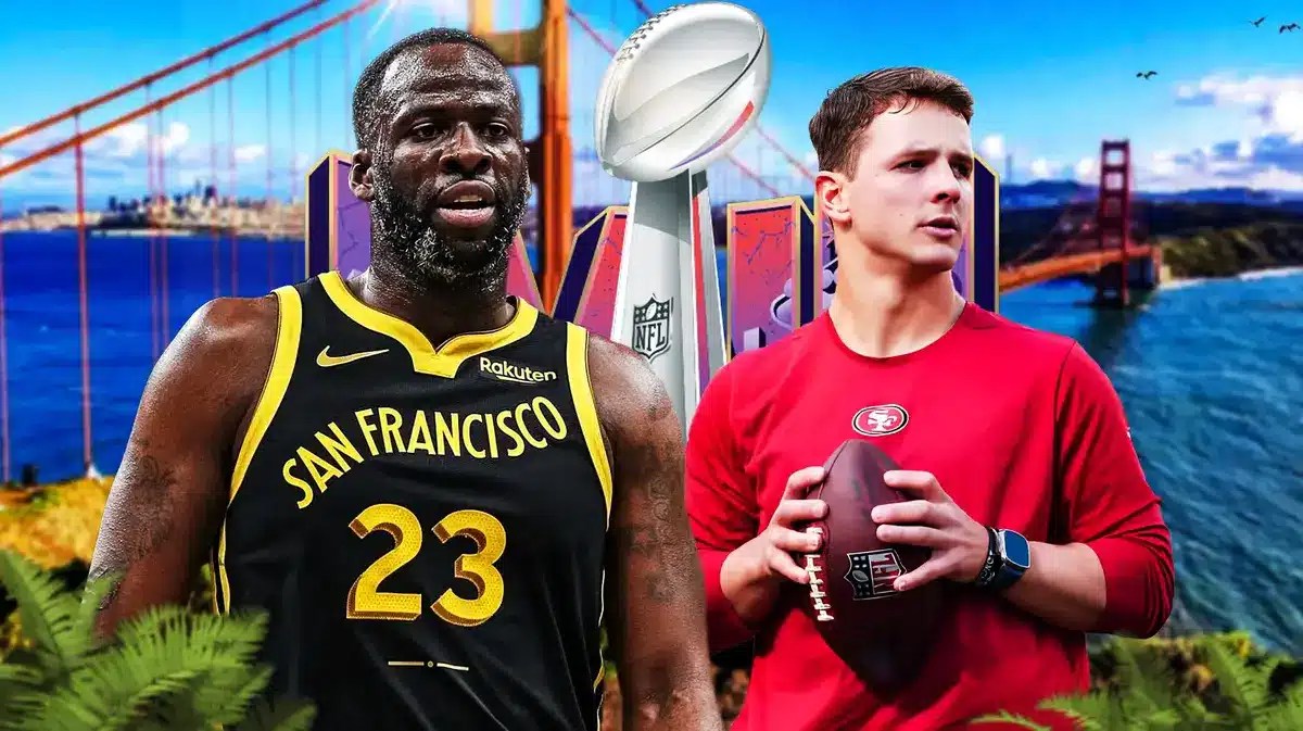 Warriors' Draymond Green, 49ers QB Brock Purdy, Lombardi Trophy, Golden Gate Bridge