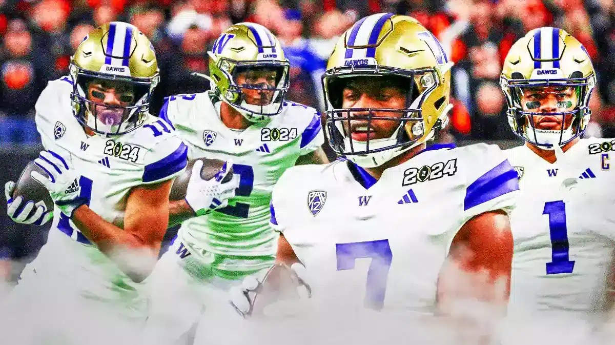 Washington Huskies Dillon Johnson, Rome Odunze, Ja'Lynn Polk, and Jalen McMillan