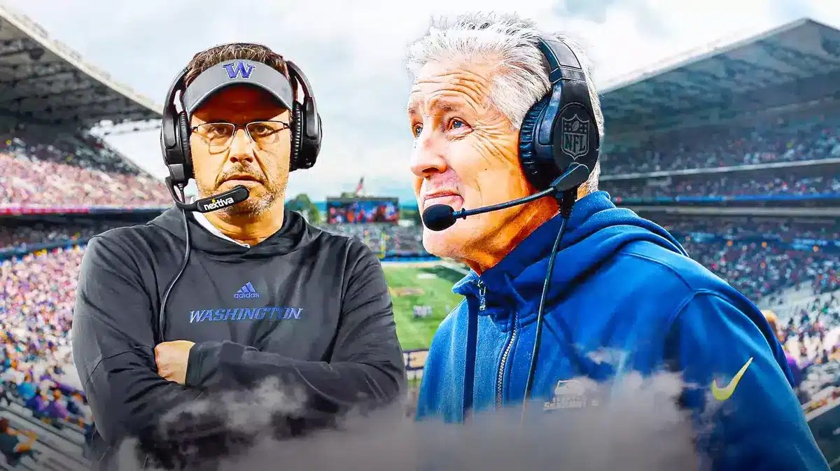 Washington football coach Jedd Fisch and Pete Carroll