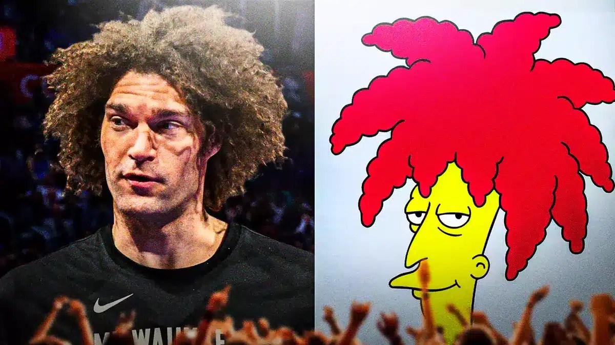 Robin Lopez alongside pic of Simpsons character Sideshow Bob