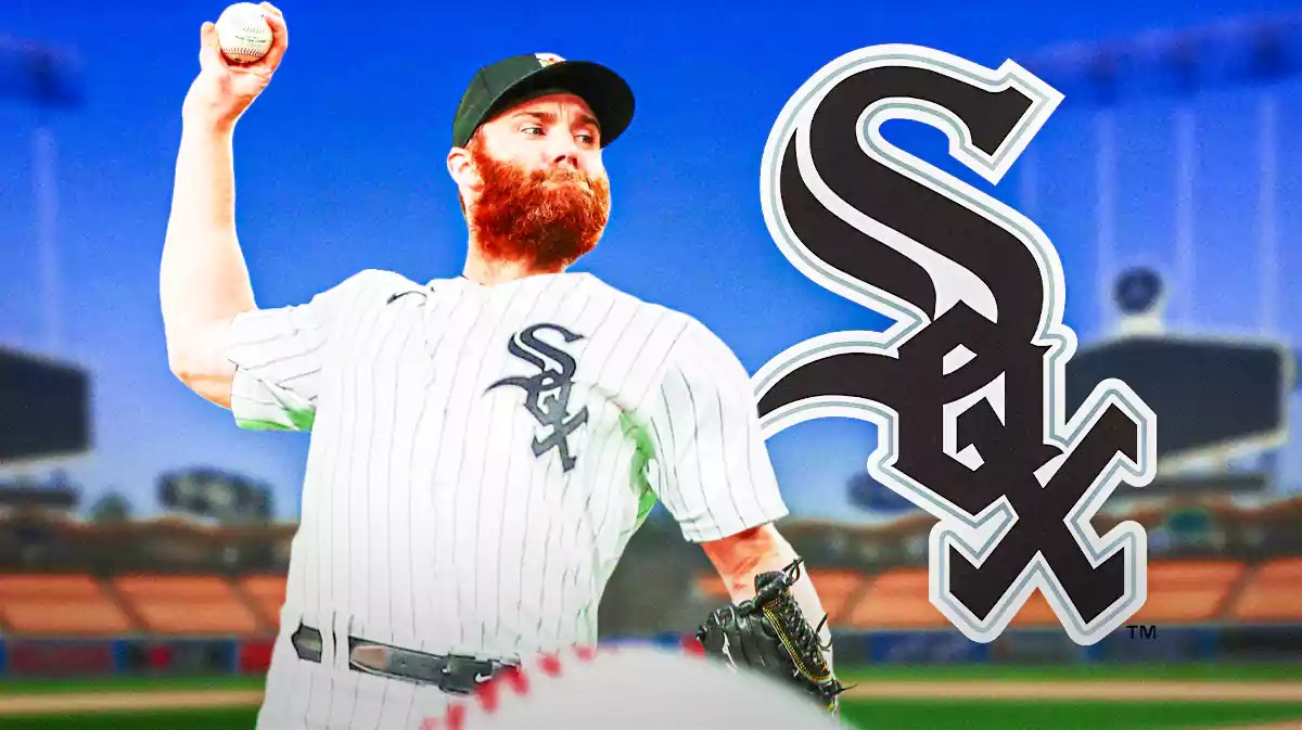 White Sox pitcher John Brebbia, with the White Sox logo.