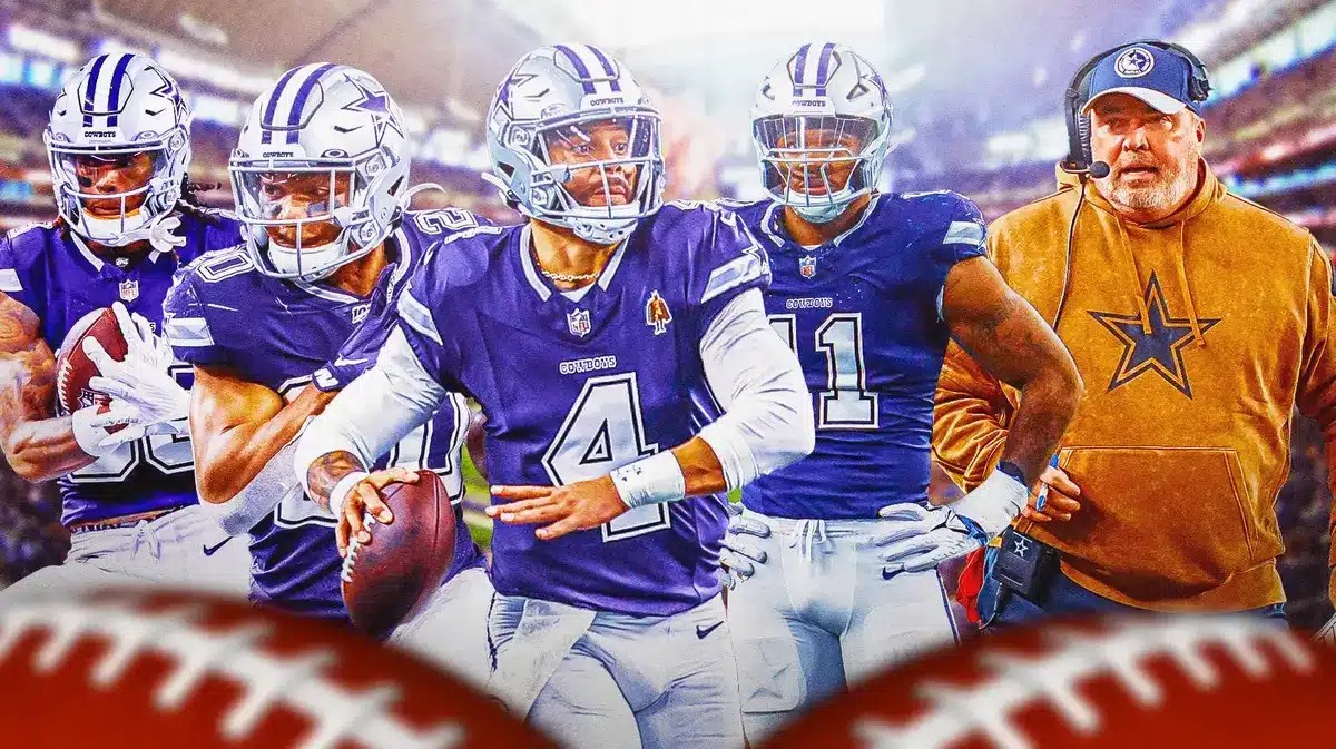 Photo: Dak Prescott, Tony Pollard, CeeDee Lamb, Micah Parsons all in action in Cowboys jerseys, Mike McCarthy coaching