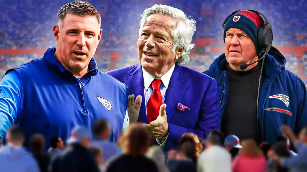 Mike Vrabel, Robert Kraft and Bill Belichick all together.