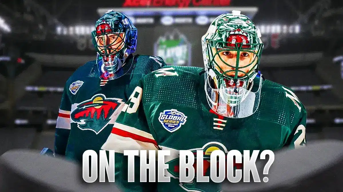 Marc-Andre Fleury with a caption that says "On the block" (Minnesota Wild)