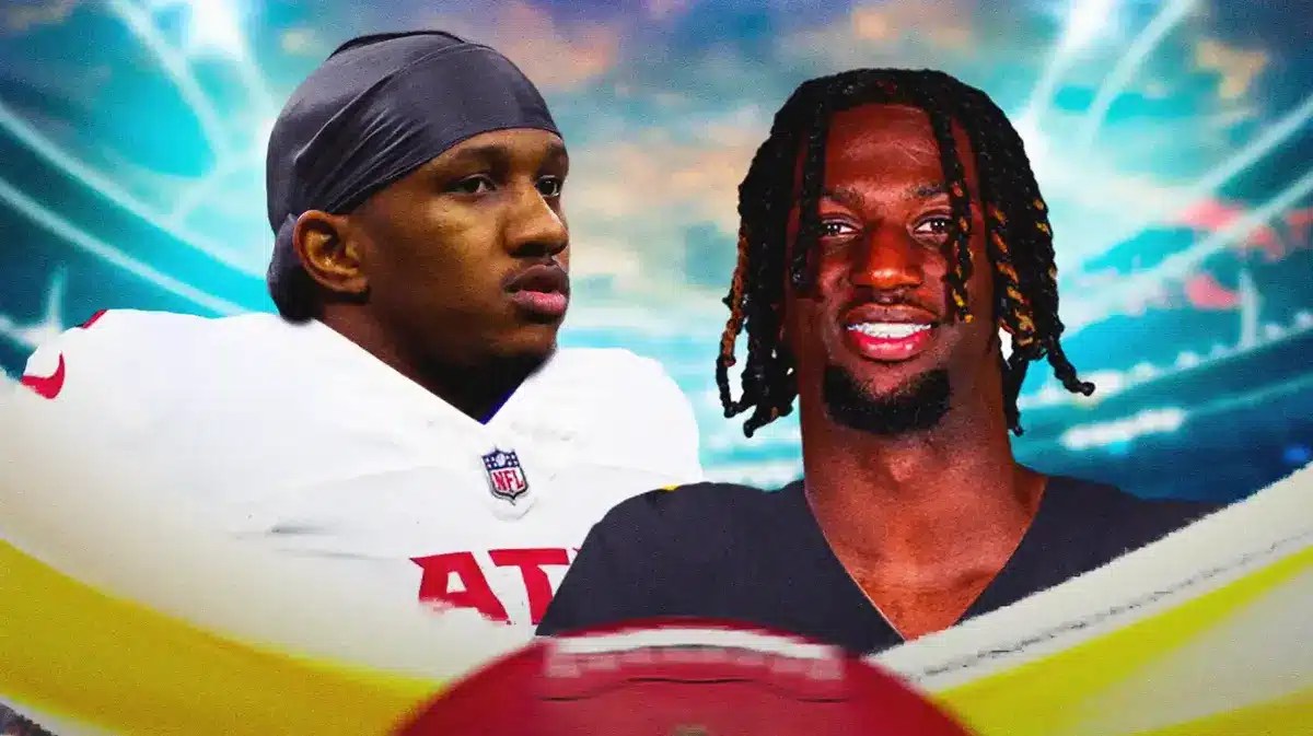 Michael Penix Jr and Brian Thomas Jr who could be Falcons draft picks in the 2024 NFL Draft.