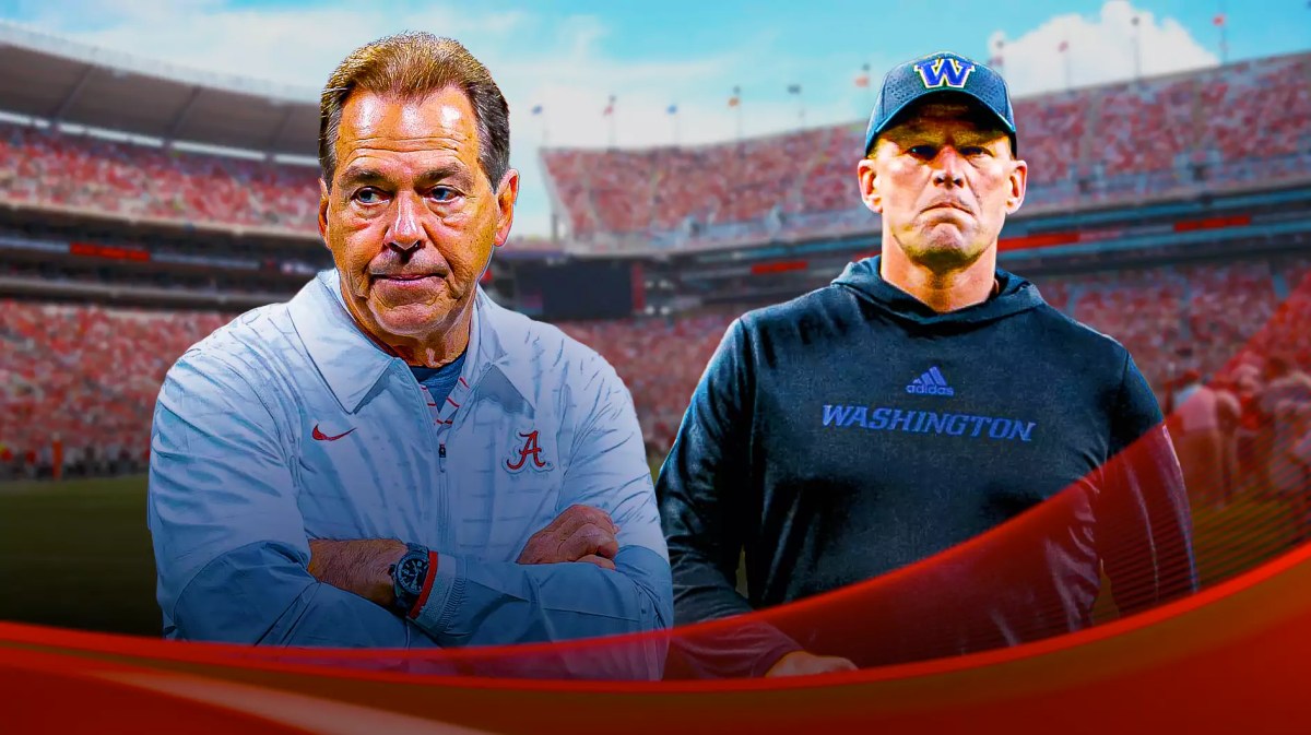 Alabama football, Crimson Tide, Kalen DeBoer, Nick Saban, Kalen DeBoer Alabama, Nick Saban and Kalen DeBoer with Alabama football stadium in the background