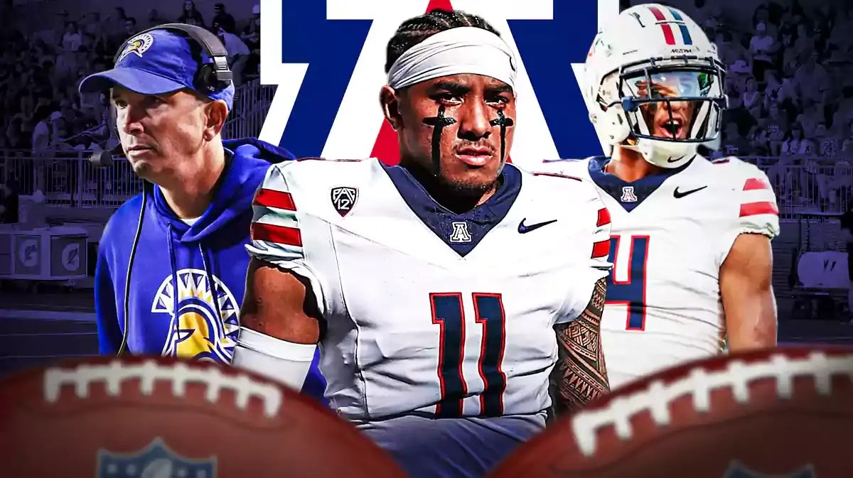 Noah Fifita, Tetairoa McMillan. Brent Brennan. Arizona logo