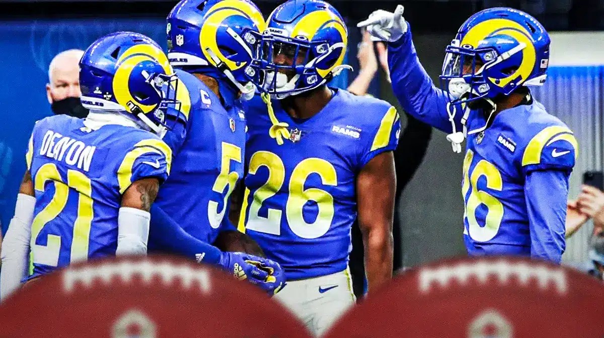 L.A. Rams players celebrating.