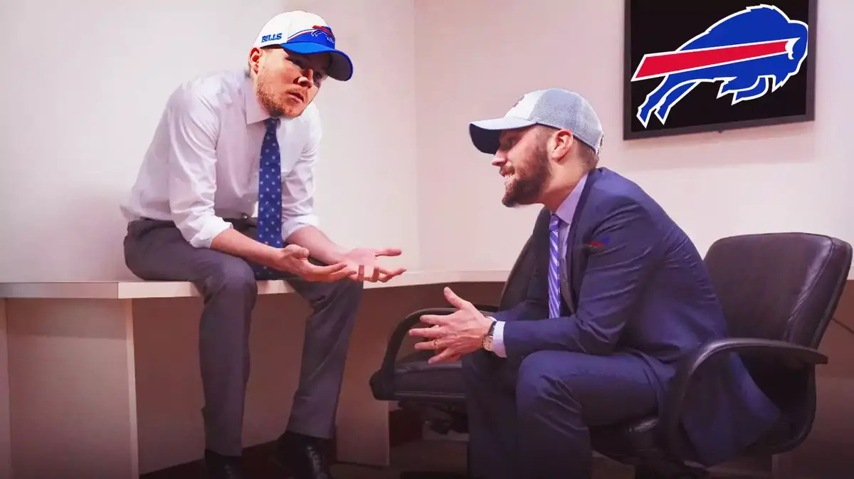 Tyler Bass (Bills kicker) as the guy on LEFT and Josh Allen (Bills QB) as the guy on RIGHT