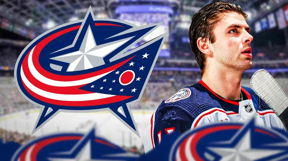 Blue Jackets' Adam Fantilli ponders upon his injury update after the Kraken game, a Metropolitan Division team sits in the background