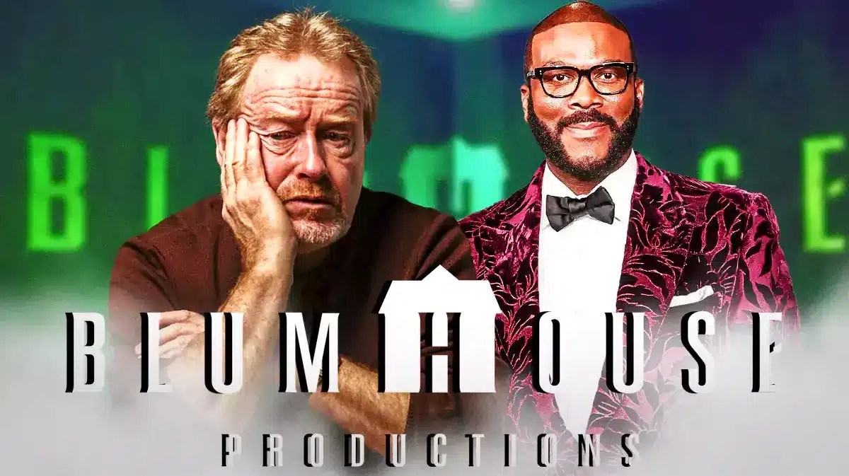 Blumhouse logo with Ridley Scott and Tyler Perry.