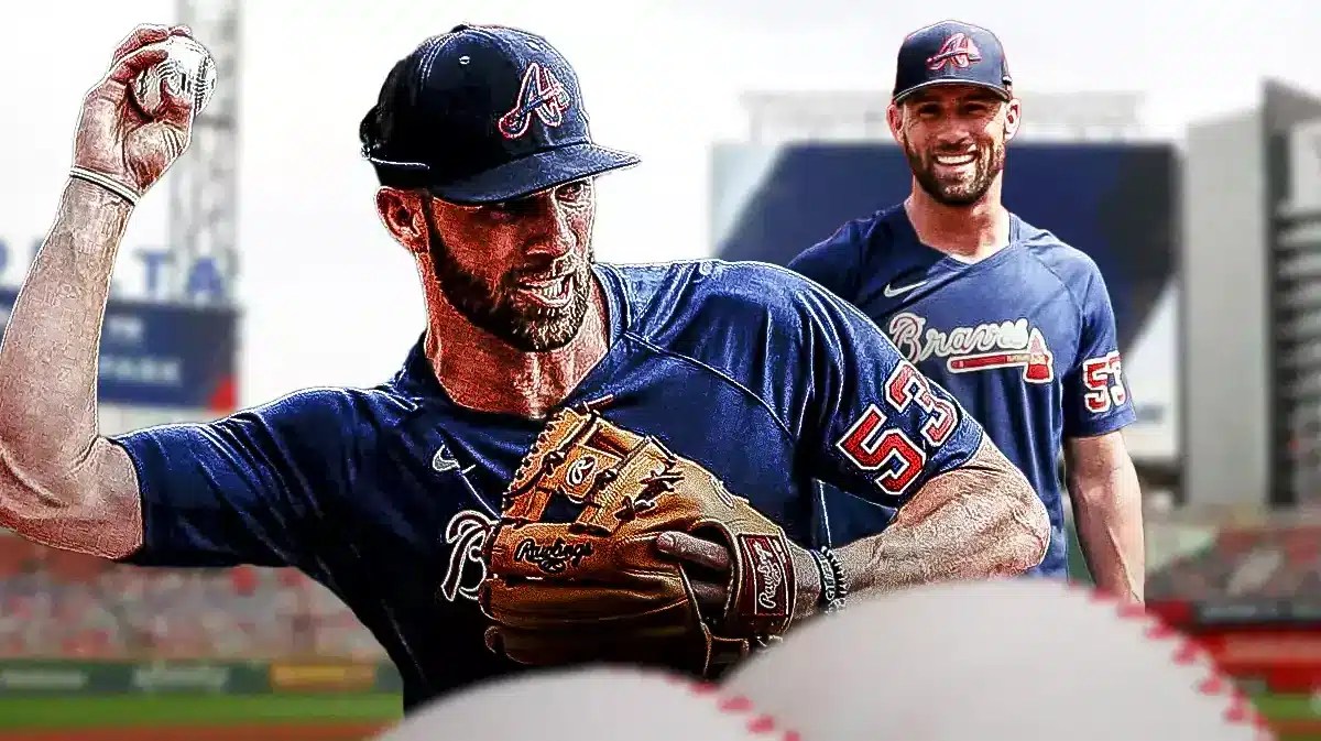 Braves' Charlie Culberson throwing a baseball. However, place him on the pitching mound at Truist Park.