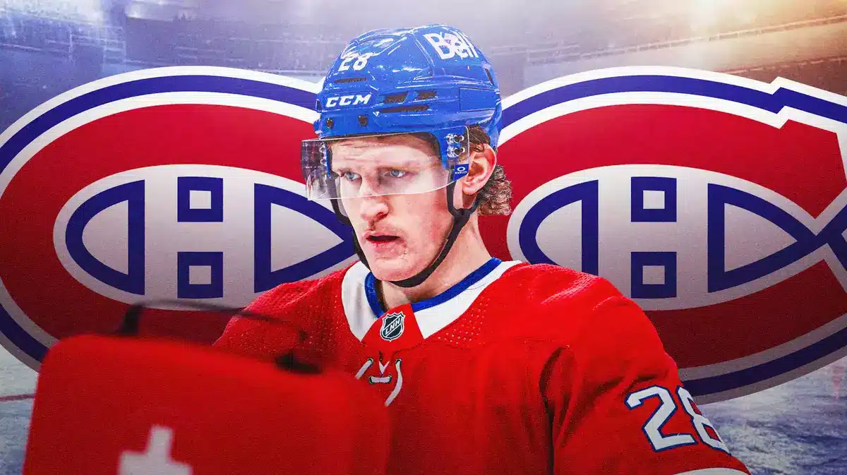 Christian Dvorak in middle of image looking stern, MON Canadiens logo, hockey rink in background, first aid kit NHL Power Rankings