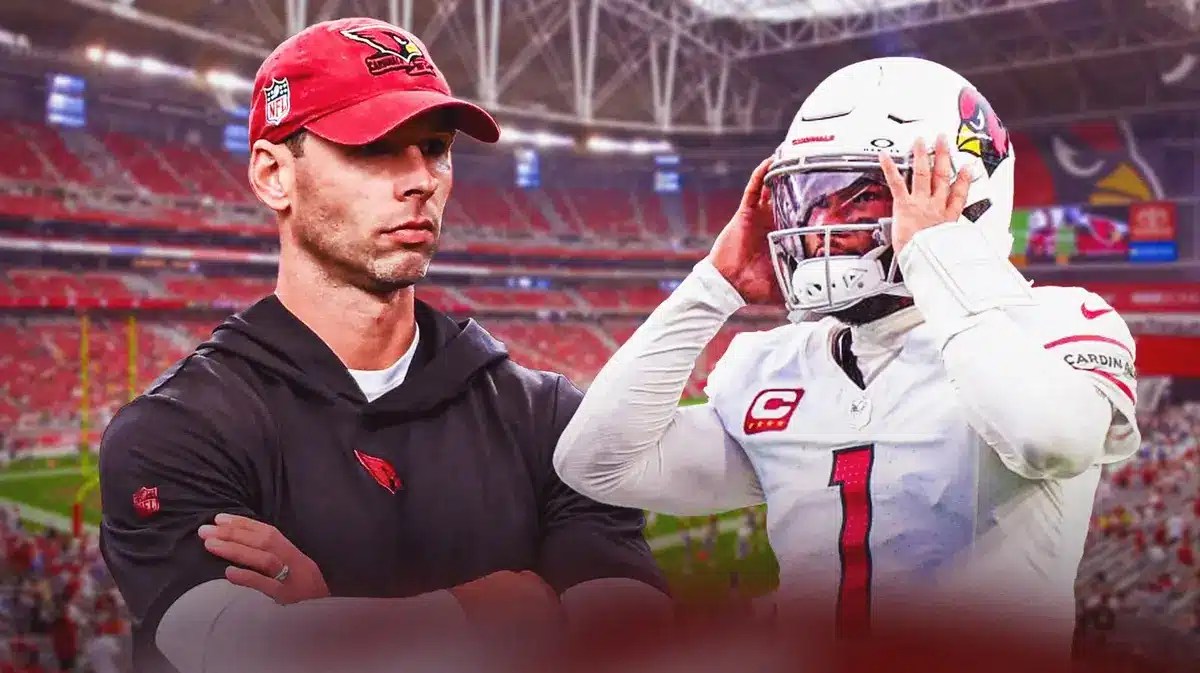 Arizona Cardinals head coach Jonathan Gannon beside Kyler Murray