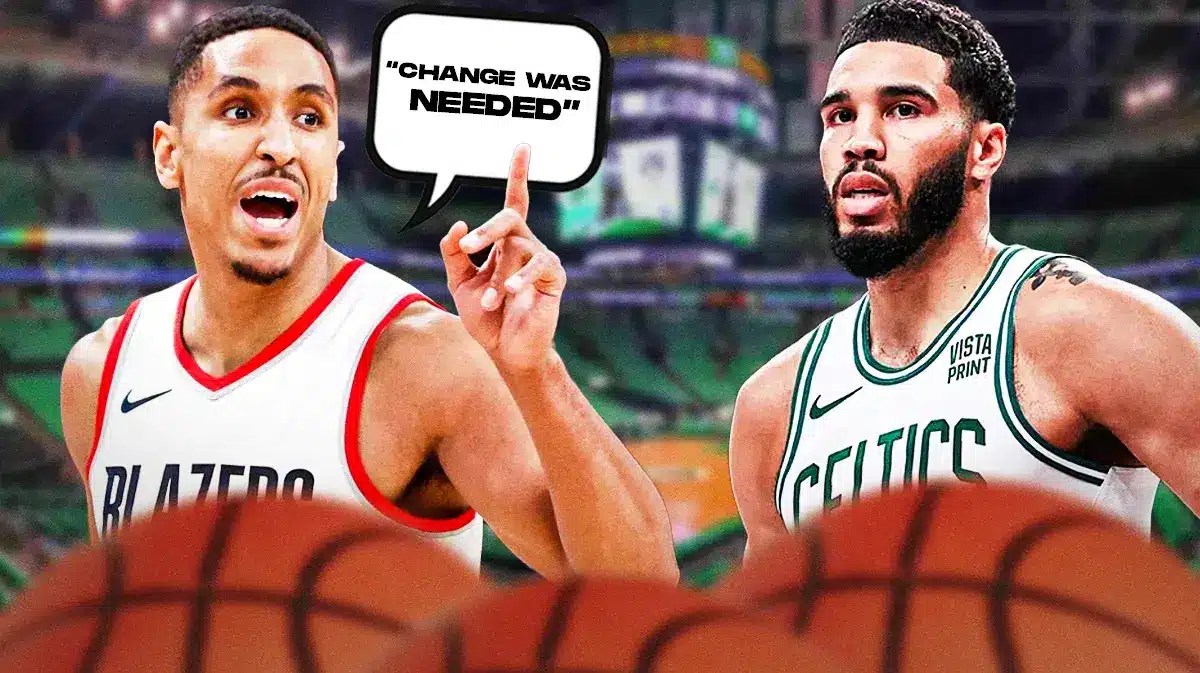 Malcolm Brogdon saying “change was needed” next to Jayson Tatum