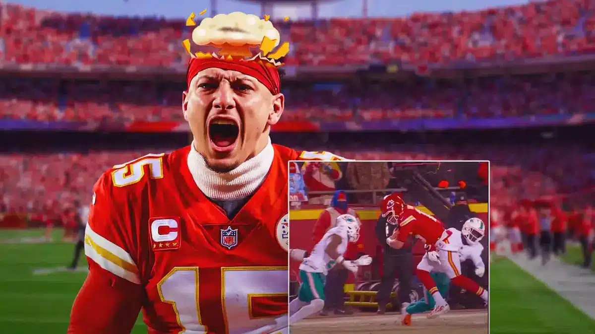 Patrick Mahomes (Chiefs) with mind blown effect on head