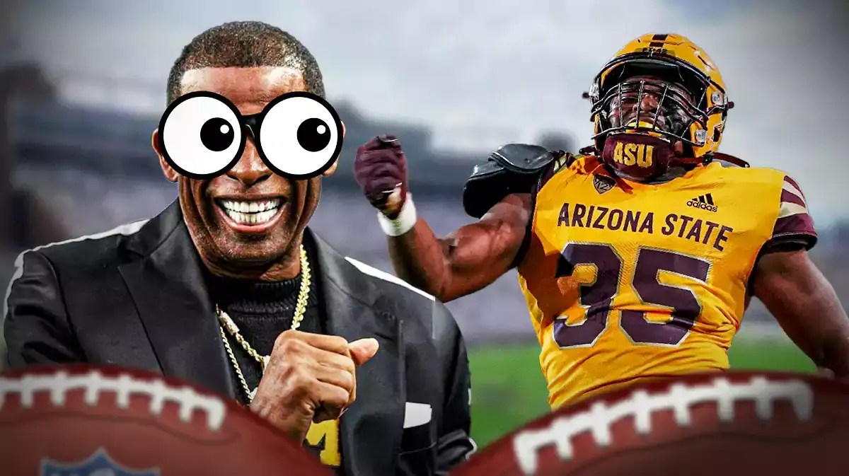 Colorado football coach Deion Sanders looking at Arizona State BJ Green II.